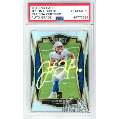 Justin Herbert Panini Select Premier Level Silver Autograph Rookie