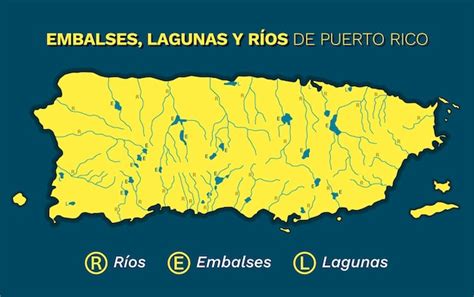 Mapa De Puerto Rico Que Muestra Sus Embalses Lagunas Y Rios Mas