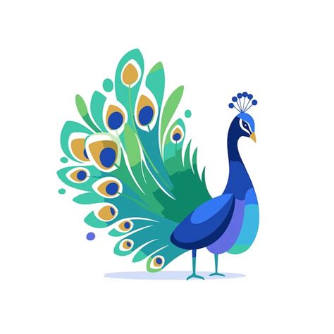 Ilustración vectorial del pavo real colorido con plumas Vector Premium