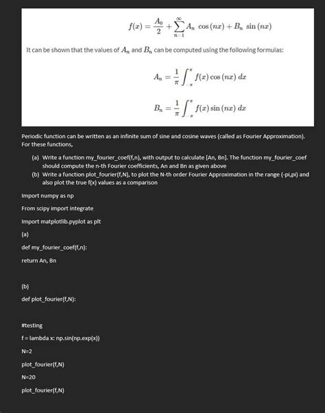 Solved F X A N Ancos Nx Bnsin Nx It Can Be Shown Chegg