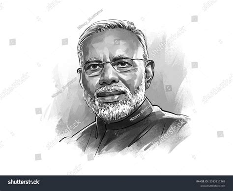 indian prime minister narendra modi portrait stock illustration