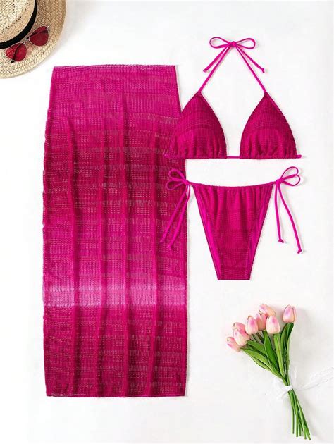 Swim Sxy Pcs Women S Vacation Outfit Halter Neck Bikini Set Bikini Set Bottom And Skirt Set