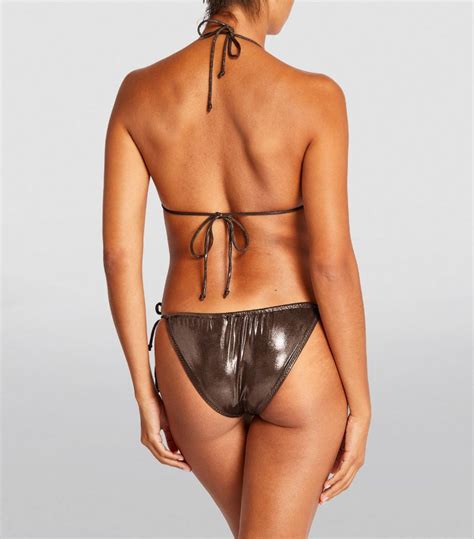 Womens Norma Kamali Brown String Bikini Top Harrods UK