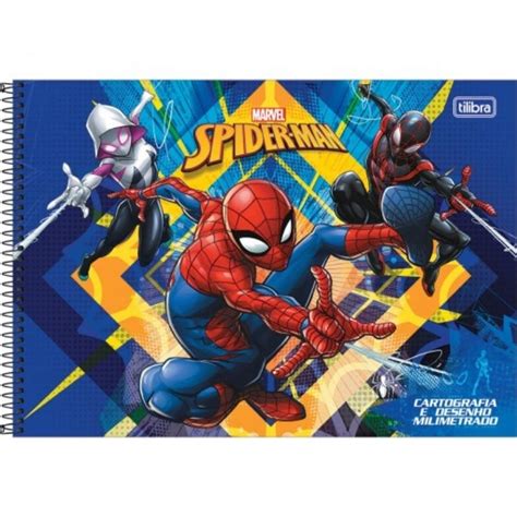Caderno Homem Aranha Infantil - Caderno De Desenho e Cartografia Homem Aranha Spider-Man Capa Dura 80 ...