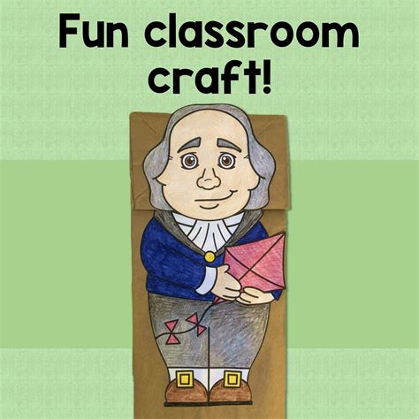 Benjamin Franklin History Craft Paper Bag Puppet Craft Activity