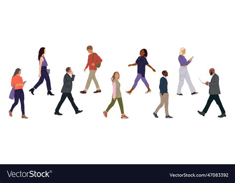 Set of various business people walking side view Vector Image