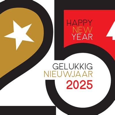 Nieuwjaarskaart 2025 Vrolijk In Blauw En Goudkleur