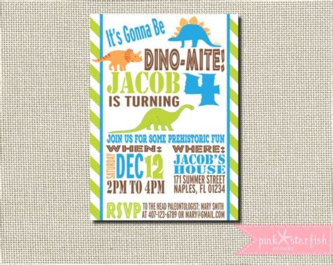 Dinosaur Birthday Dinosaur Birthday Invitation Dinosaur Birthday