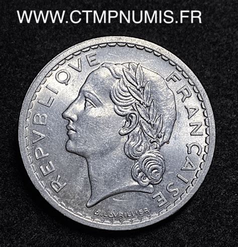 5 FRANCS LAVRILLIER ALUMINIUM 1948 SPL CTMP NUMIS Achat Vente Et