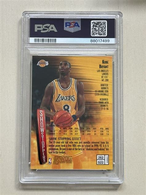 Kobe Bryant 1997 Finest Refractor 262 Psa 10 Topps Finest Showstoppers