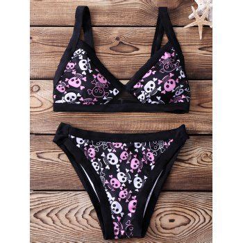 Off Sexy Skull Print Push Up Bikini Set For Women In Black Dresslily
