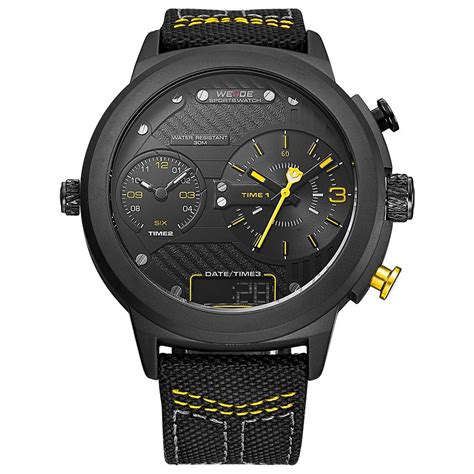 Relógio Masculino Weide AnaDigi WH6405B Preto e Amarelo