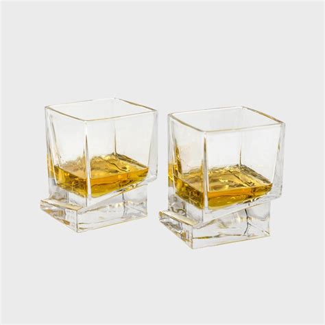 Joyjolt Carre Square Scotch Glasses Old Fashioned Whiskey Glasses 10