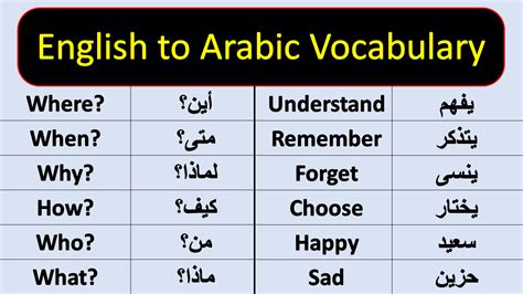 Basic English To Arabic Vocabulary Words Pdf • Engrary