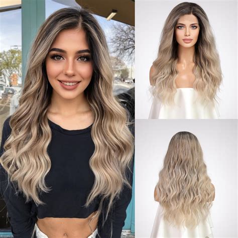 Amazon Getshow Ombre Mixed Blonde Wigs For Women Long Curly Layered Lace Wig Dark Roots