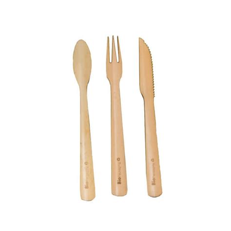 Set Cubiertos Reutilizables Bambu Compostables Bio Packaging