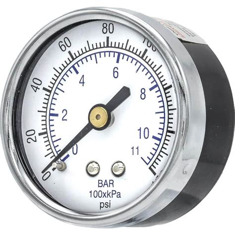 Pic Gauges Pressure Gauge 2 Dial Dia 0 To 160 Psi 1 4 Mnpt Center Back Mount Msc Direct