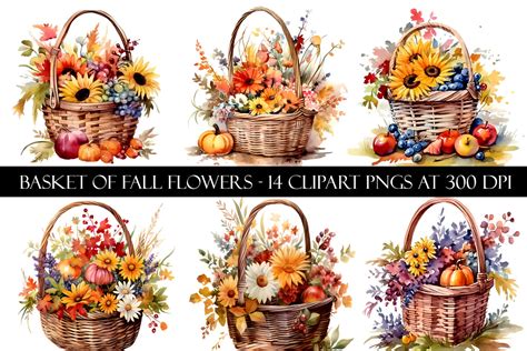 Basket of Fall Flower Clipart Graphic by Digital Paper Packs · Creative ...