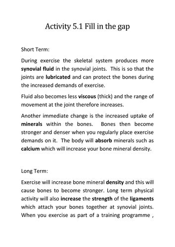 Btec Level 3 Sport 2016 New Specification Unit 1 Learning Aim A Skeletal System Teaching