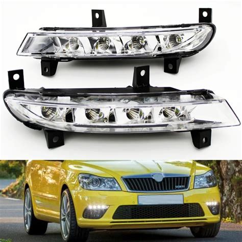 Led Drl Daytime Running Light Fog Lamp Car Lights For Skoda Octavia A5 ...