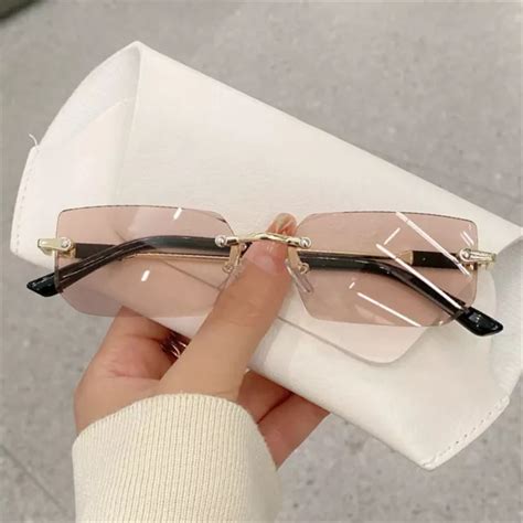 Y2k Rimless Rectangle Sunglasses Uv400 Shades For Women And Men Eur 4 87