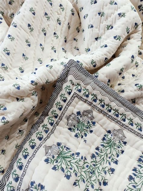 New Multi Color Floral Jaipuri Block Print Cotton Quilt Jaipuri