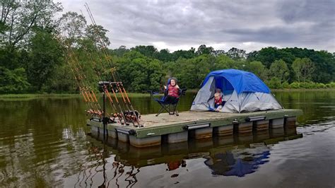 Catfishing & Camping on Floating Fishing Dock - Cheap Fishing Boat ...