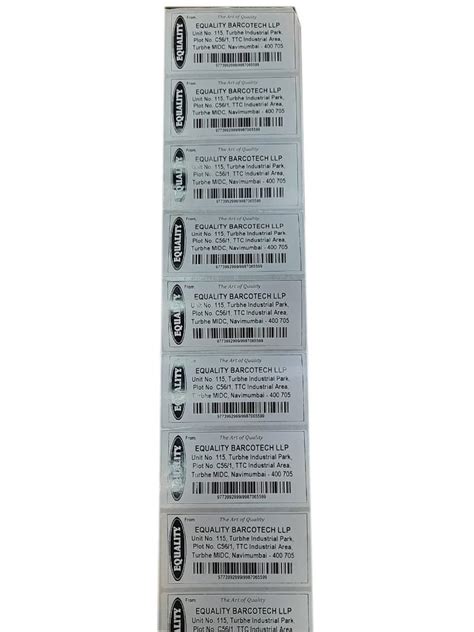 Equality Barcotech White Printed Barcode Label For Garments Size X