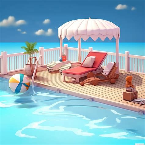 Premium AI Image | Ai generated illustration of floating private swimming pool