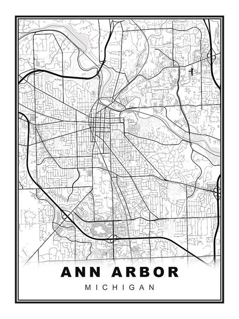 Ann Arbor Map Digital Art By Ipsita Das Pixels