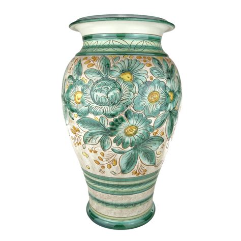 Portaombrelli Vaso In Ceramica Di Deruta Decoro Fiori Verde Del Melo