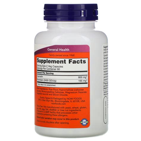 Now Foods Quercetin With Bromelain Veg Capsules Iherb