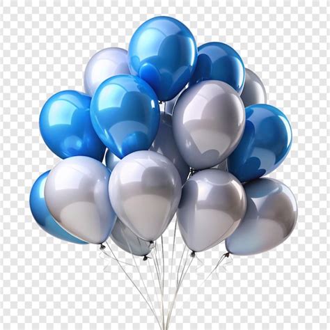 Grey blue balloons isolated on transparent background | Premium AI ...