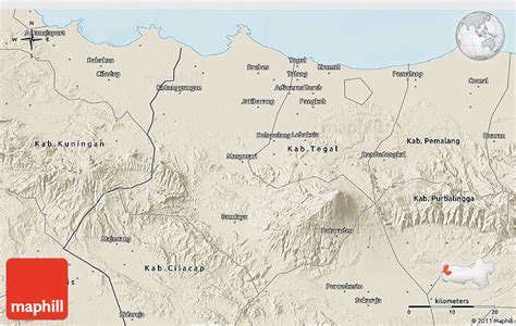 Shaded Relief 3D Map of Kab. Brebes