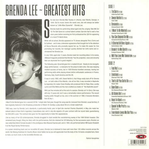 Brenda Lee Greatest Hits Vinyl At Juno Records