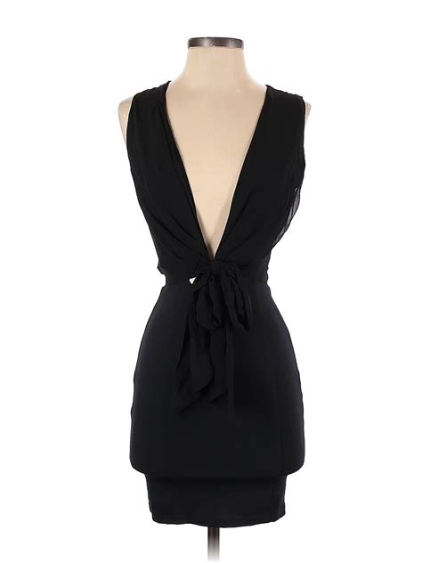 Bec And Bridge 100 Polyester Solid Black Cocktail Dress Size 2 60 Off