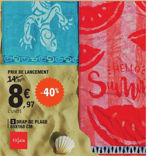 Promo Drap De Plage 80 X 160 Cm Tissaia Chez E Leclerc ICatalogue Fr