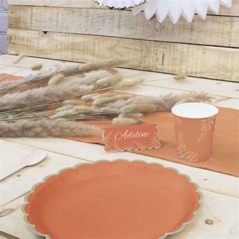 Assiettes Festonnees 23 Cm Terracotta X 8 Pieces Vaisselle Jetable Pas