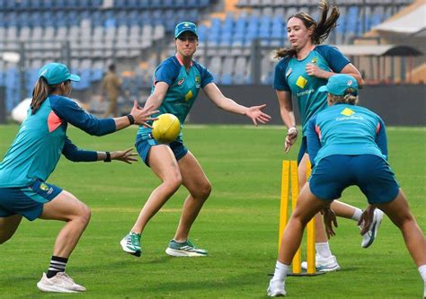 Mumbai : Australian women cricket players during a practice session at ...