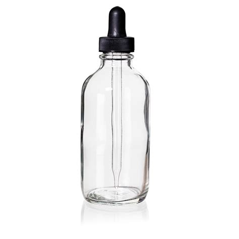 4 Ounce Clear Boston Round Bottles W Dropper