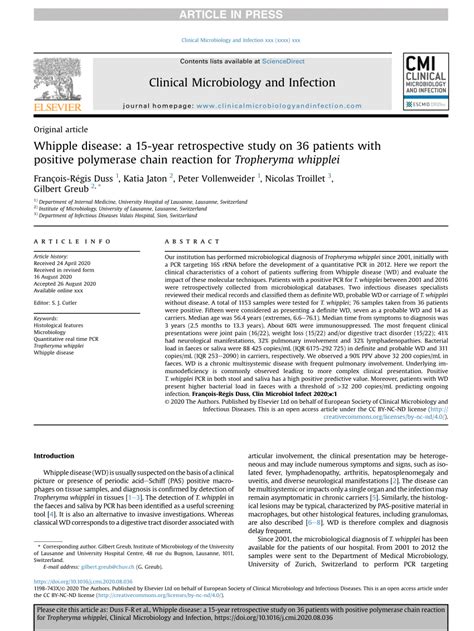 Pdf Whipple Disease A 15 Year Retrospective Study On 36 Patients