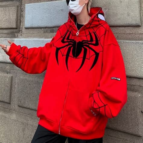 Y2k Spider Hoodie Matching Hoodie For Couples Harajuku Zip Etsy