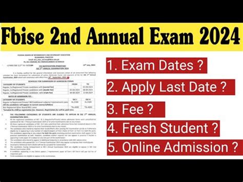 FBISE 2nd Annual Exam 2024 Improvement Exam 2024 Class 9 Federal