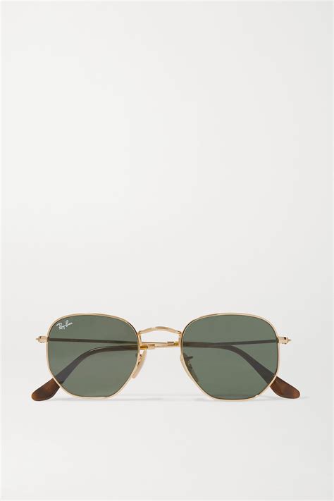 Gold Hexagon Frame Gold Tone Sunglasses Ray Ban Net A Porter