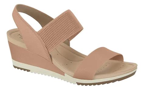 Sandália Anabela Nude Modare Elástico Fácil Calce Ortopédica Frete grátis