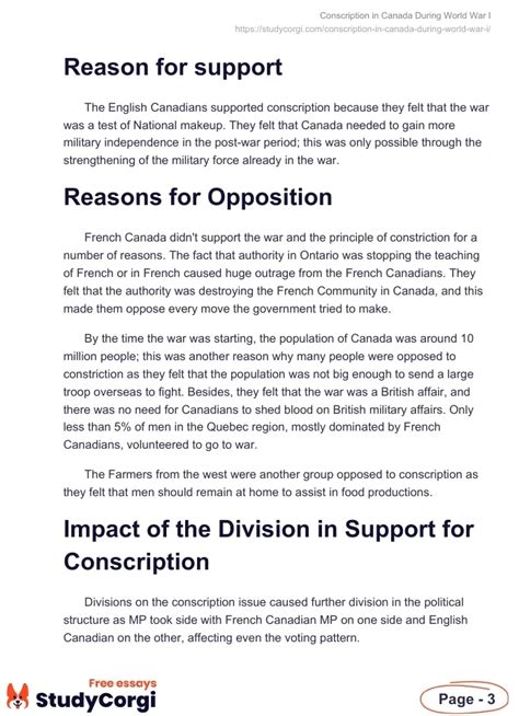 Conscription In Canada During World War I Free Essay Example