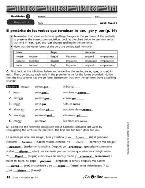 El Tiempo Pretérito Worksheet For 6th 9th Grade Lesson Planet