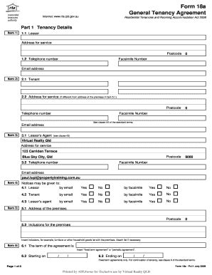 Fillable Online Form A General Tenancy Agreement Internet Fax