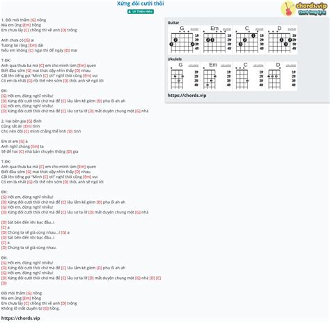 Chord: Xứng đôi cưới thôi - tab, song lyric, sheet, guitar, ukulele ...