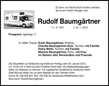 Traueranzeigen Von Rudolf Baumg Rtner Trauer Nn De